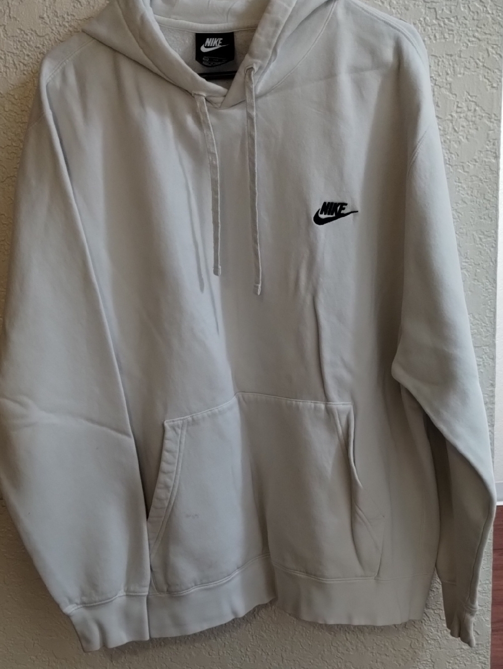Nike Light Gray/White Pullover Hoodie with Black Swoosh